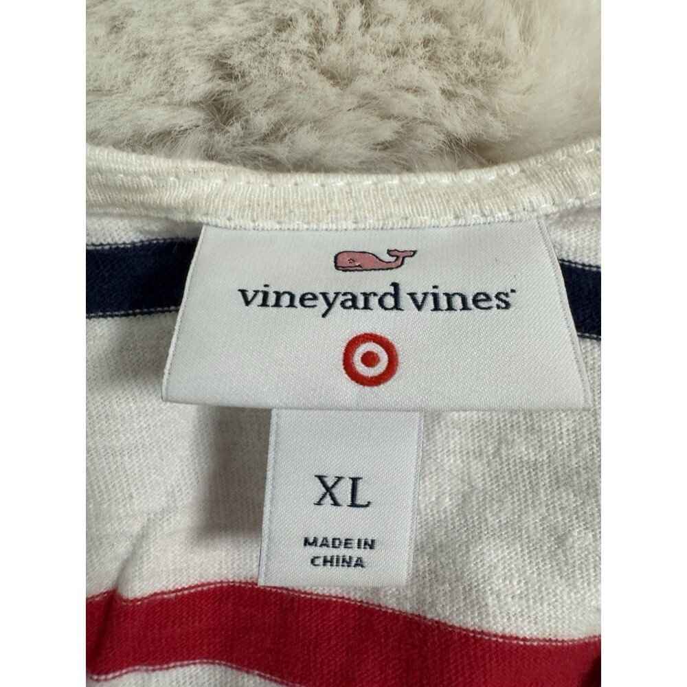 Vineyard Vines Womens XL Romper Shorts White Red Blue Striped Cotton Patriotic - Picture 6 of 7